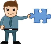 Man with jigsaw puzzle piece