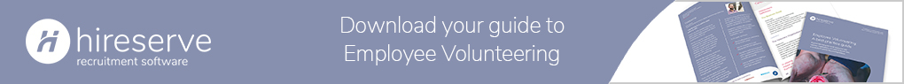 Banner promoting Hireserve's employee volunteering guide